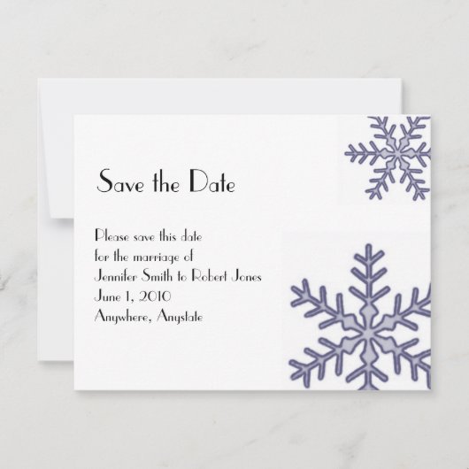Save The Date Marine Blue Snowflake Mariage d'hiver Enregistrer  (Devant)