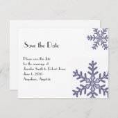 Save The Date Marine Blue Snowflake Mariage d'hiver Enregistrer  (Devant / Derrière)