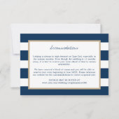 Save The Date Marine Blue Stripes Gold Trim Mariage Hébergements (Devant)
