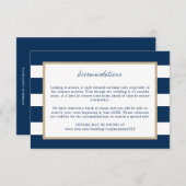 Save The Date Marine Blue Stripes Gold Trim Mariage Hébergements (Devant / Derrière)