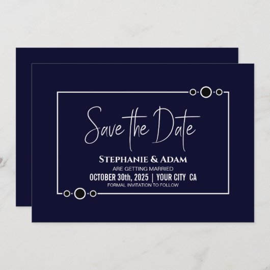 Save The Date Marine Blue Wedding Enregistrer la date (Devant / Derrière)