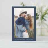 Save The Date Marine Blue Wedding Enregistrer la Date Photo Mini (Debout devant)