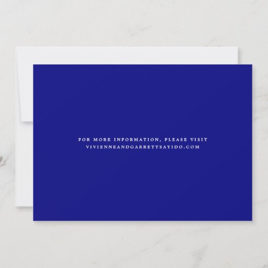 Save The Date Marine Blue & White Calligraphy Enregistrer la dat (Dos)