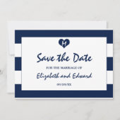Save The Date Marine chic moderne et mariage blanc Enregistrer l (Devant)