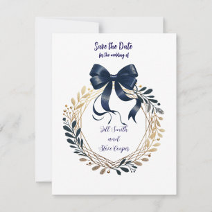 Save The Date Marine Coquette Bow and Wreath Enregistrer la date