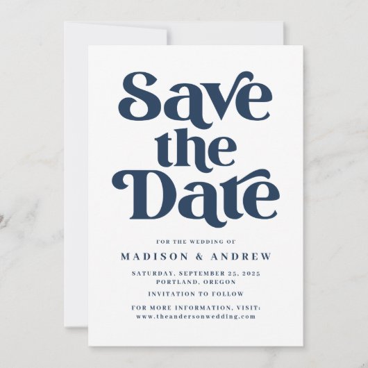 Save The Date Marine de typographie moderne (Devant)