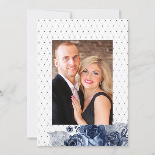 Save The Date Marine et blanc avec Mariage à huile d'argent (Dos)