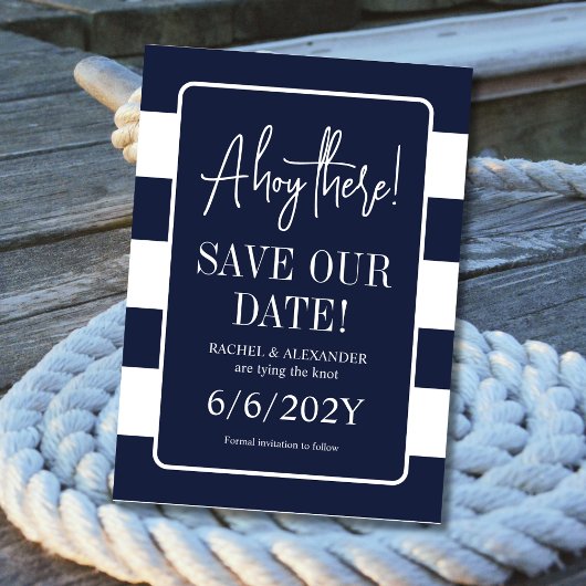 Save The Date Marine et White Tying Knot Nautique