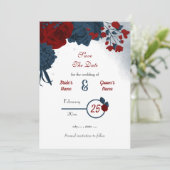 Save The Date Marine & fleurs bordeaux romantique (Debout devant)