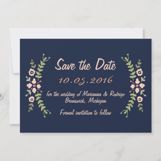 Save The Date Marine Floral Enregistrer la date (Devant)
