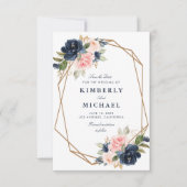 Save The Date marine & floral roux géométrique enregistrer la ca (Devant)