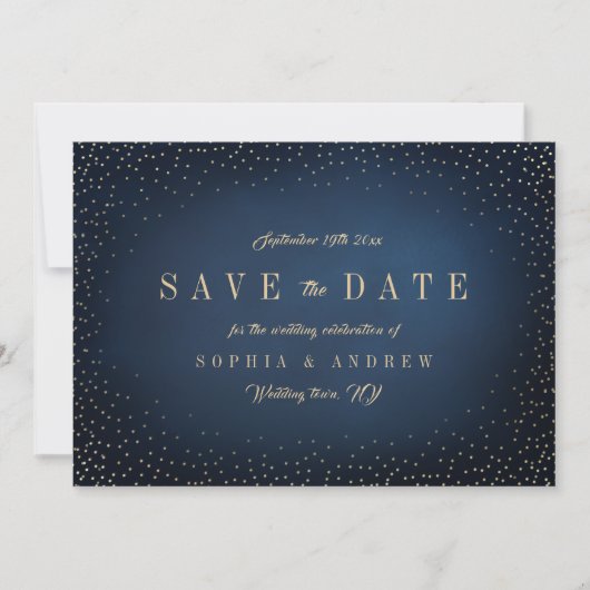 Save The Date Marine & Gold Parties scintillant Simple Enregistr (Devant)