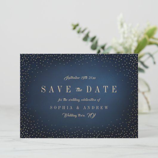 Save The Date Marine & Gold Parties scintillant Simple Enregistr (Debout devant)