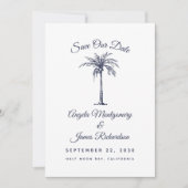 Save The Date Marine moderne Blue Palm Beach Mariage Sauvez la d (Devant)