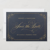 Save The Date Marine or élégante calligraphie enregistrer la dat (Devant)