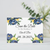 Save The Date Marine Peony Citrus peint Floral Mariage (Debout devant)