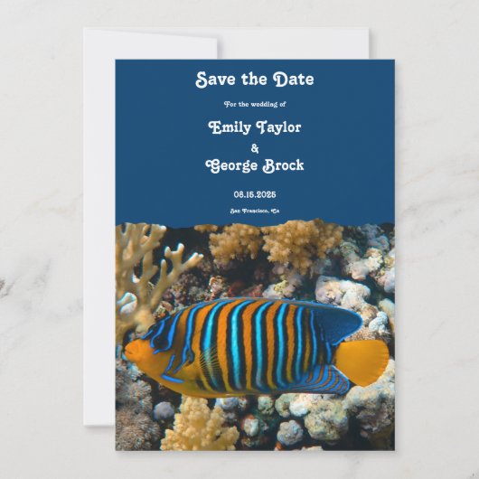 Save The Date Marine Sea Fish Reefs Nautical Coastal Beach Maria (Devant)