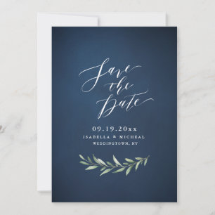 Save The Date Marine simple calligraphie rustique verdure mariag