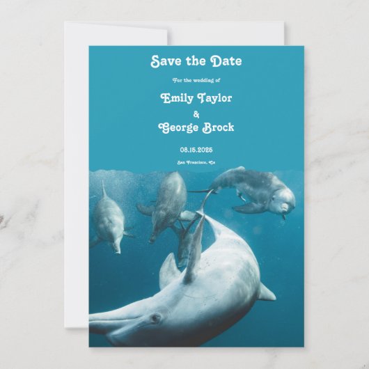 Save The Date Marine Sous-marin Jouer Dolphins Sea Beach Mariage (Devant)