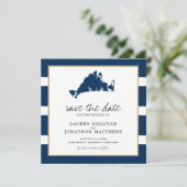 Save The Date Marine Stripes Martha's Vineyard Map Enregistrer l (Debout devant)