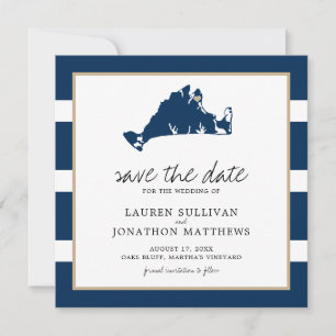 Save The Date Marine Stripes Martha's Vineyard Map Enregistrer l