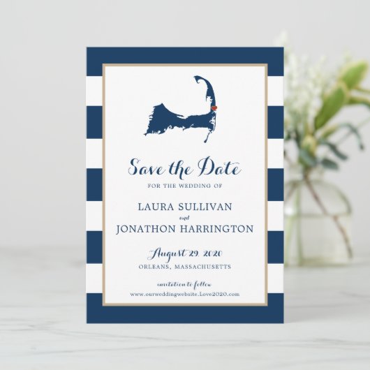 Save The Date Marine Stripes Orléans Cape Cod Enregistrer la dat (Debout devant)