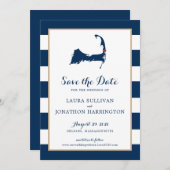 Save The Date Marine Stripes Orléans Cape Cod Enregistrer la dat (Devant / Derrière)
