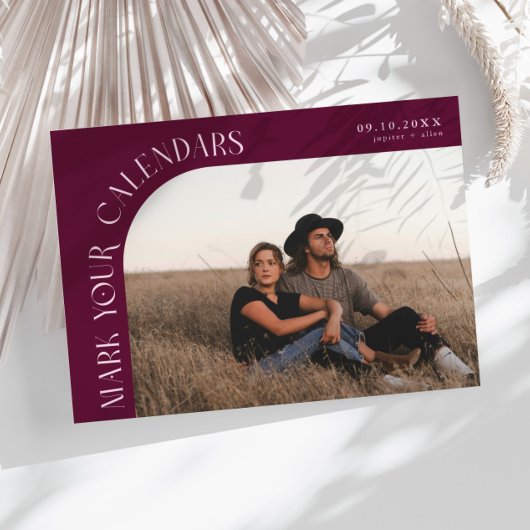 Save The Date Mark Your Calendars Cranberry Curved Frame Photo