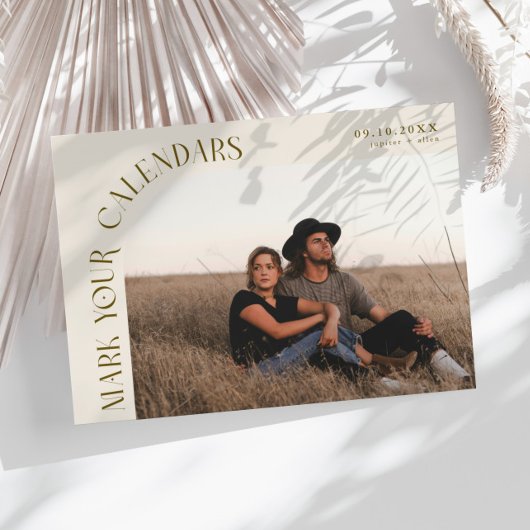 Save The Date Mark Your Calendars Cream Curved Frame Photo