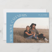 Save The Date Mark Your Calendars Denim Blue Curved Frame Photo (Devant)