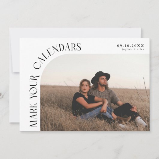 Save The Date Mark Your Calendars White Curved Frame Photo (Devant)
