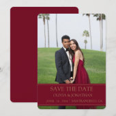Save The Date Maroon de Bourgogne moderne photo Mariage (Devant / Derrière)