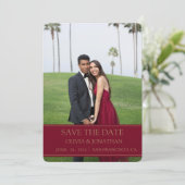 Save The Date Maroon de Bourgogne moderne photo Mariage (Debout devant)