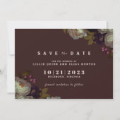 Save The Date Maroon & Elegant Floral | Romantique rouge foncé (Devant)