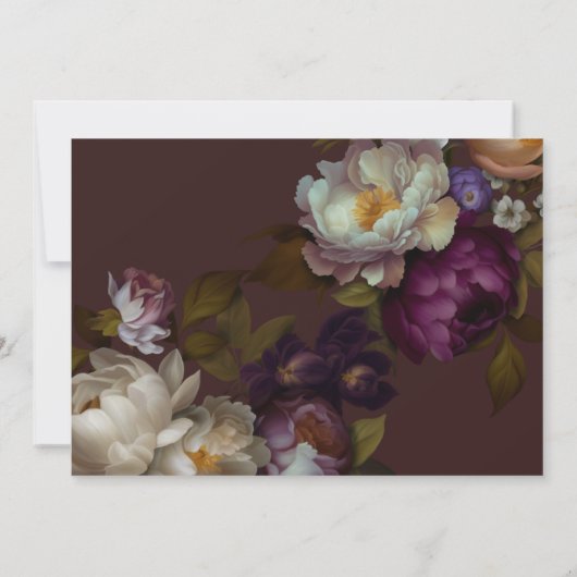Save The Date Maroon & Elegant Floral | Romantique rouge foncé (Dos)