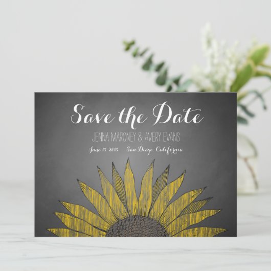 Save The Date Marque de tournesol jaune Enregistrer la date (Debout devant)
