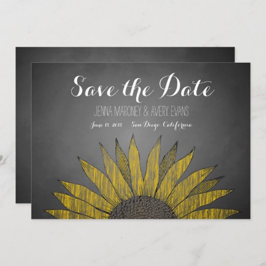 Save The Date Marque de tournesol jaune Enregistrer la date (Devant / Derrière)