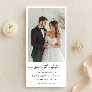 Save The Date Marque-page de mariage photo à script élégant simp