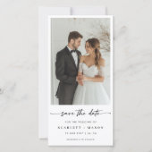 Save The Date Marque-page de mariage photo à script élégant simp (Devant)