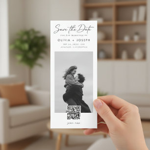 Save The Date Marque-page photo avec QR code moderne pour mariag