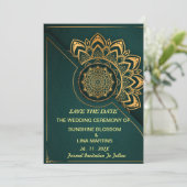 Save The Date Marques à skis | Mandala Calligraphic Script Enreg (Debout devant)