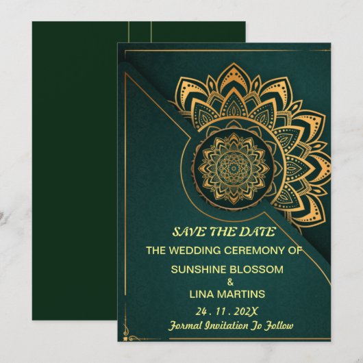 Save The Date Marques à skis | Mandala Calligraphic Script Enreg (Devant / Derrière)
