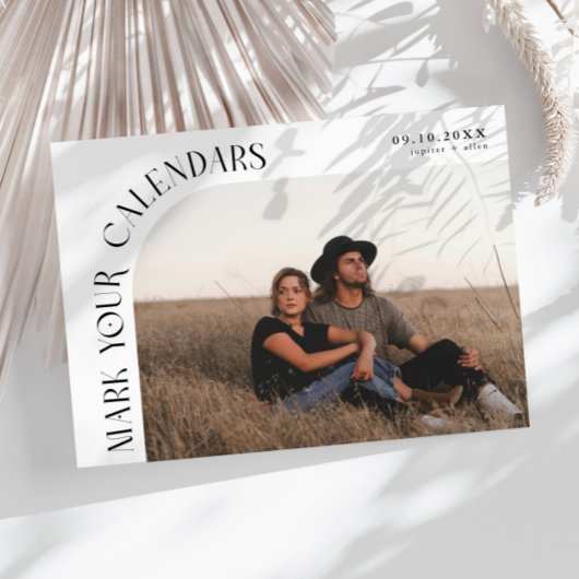 Save The Date Marquez vos calendriers Photo à cadre incurvé blan
