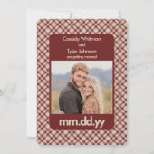 Save The Date Marron Gingham Occidental Rétro Multi Photo (Dos)