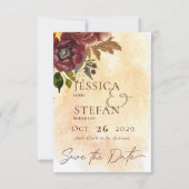 Save The Date Marsala Argile & Bouquet Jaune Mariage (Devant)