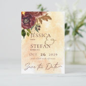 Save The Date Marsala Argile & Bouquet Jaune Mariage (Debout devant)
