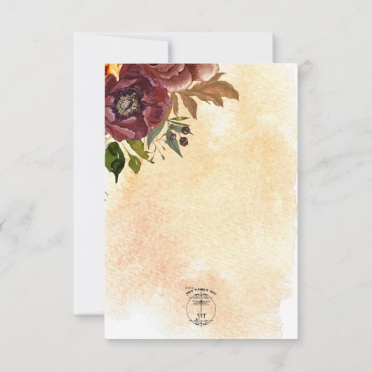 Save The Date Marsala Argile & Bouquet Jaune Mariage (Dos)