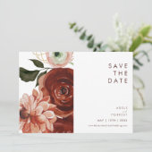 Save The Date Marsala Autumn Floral | Horizontal blanc (Debout devant)