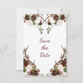 Save The Date Marsala Burgundy Red Boho Antlers Photo (Devant)