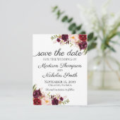 Save The Date Marsala et mariage rose floral Enregistrer la cart (Debout devant)